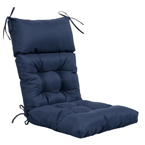 QILLOWAY Outdoor Rocking Chair Cushions Set of 2, 100% Polyester Waterproof Patio Rocking Chair Cushion, High Back Weatherproof Chair Pad for Adirondack & Outdoor Furniture, Navy Blue - color: Navy