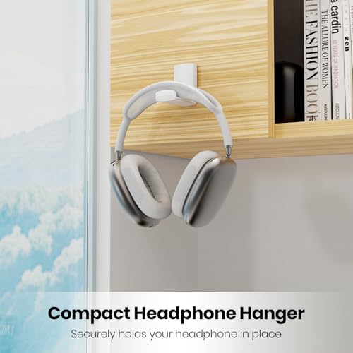 Sticky Headphone Stand Controller Holder - EURPMASK Upgraded Adhesive Gaming Headset Hook, Headphone Holder for Desk with Soft Rubber Pads, Universal PC Gaming Accessory Controller Headset Stand,White - color: White