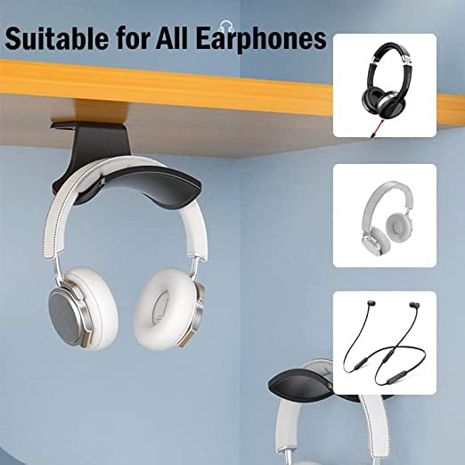 2-Pack Headphone Stand Hanger Wall Hooks, Save Space Headset Stand Holder for Universal Gaming Headset Airpods Max Sony Bose Beats, Strong Adhesive with Screws, White - color: White Z(2 Pack)