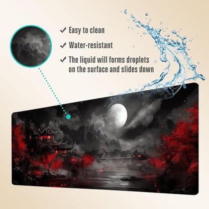Extended Gaming Mouse Pad, Large Mouse Mat 3 mm Nature Rubber Base Mousepad with Stitched Edges, Non-Slip Desk Mat for Office Home Great Gift 31.5x11.8 Inch (Dark Canyon 4) - color: Dark Canyon 4