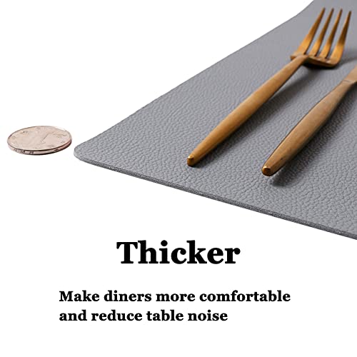 Wipeable Placemats Leather Table Mats Waterproof Heat-Resistant Easy to Clean for Dining Table Set Kitchen Table (4, Pale Blue) - color: Pale Blue, size: set of 4