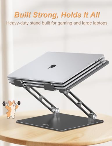 Aoviho Laptop Stand for Desk-Adjustable, Foldable, Portable, Ergonomic Aluminum Notebook Riser with Unique Puppy Shaped Vent, Desk Gift for 10"-17.3" Devices Mac, Dell, HP, Lenovo, Samsung, Gray - color: Gray