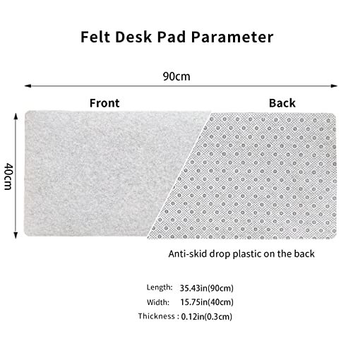DAWNTREES Felt Desk Pad,Large Keyboard Mat,Wool Desk Mat,Extra Large Felt Mouse Pad for Computers,Laptops, Offices and Homes. (Light Gray) - color: Light Gray