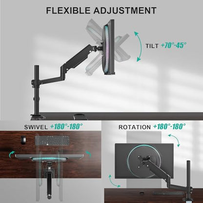 WALI Single Monitor Arm 13-33 Inch, Single Monitor Mount, Vesa Desk Mount up to 19.8lbs Single Monitor Stand with Clamp, VESA 75x75mm or 100x100mm Compatibility(GSDM001), Black - size: 13" to 33"