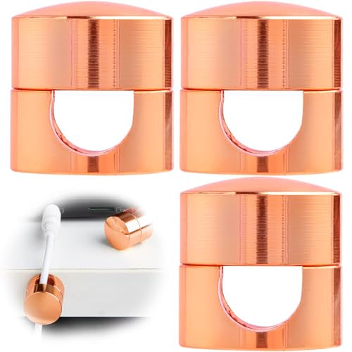 SmallCat 3 Sets Charger Holders for Cords, Rose Gold Color Adjustable Cable Anchor Holders, Adhesive Metal Cord Clips, Cable Management Wire Organizers for Desk, Office, Nightstand - color: Rose Gold Color,3sets, size: 3 Sets