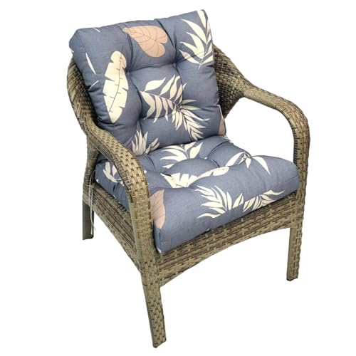 Outdoor Chair Cushions Waterproof Floral Low Back 41.7 * 20.8 * 3",Tufted Thick Patio Outdoor Wicker Chair Seat Cushion Clearance with Ties for Garden Furniture - color: Leaf