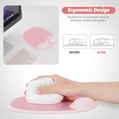 Ergonomic Mouse Pad with Wrist Rest & Elbow Support, Memory Foam Cushion, Non-Slip Base, Pain Relief for Office, Home & Gaming, Compatible with Vertical Ergonomic Mouse (Blush Pink) - color: Blush Pink