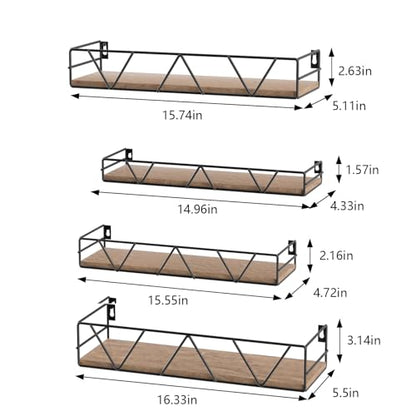 Amaoot Floating Shelves Set of 4, Home Wood Wall Shelf, Farmhouse Shelf for Bedroom, Wall Mounted Floating Shelf for Living Room, Bedroom, Bathroom, Kitchen, Office (Brown) - color: Brown-4pcs