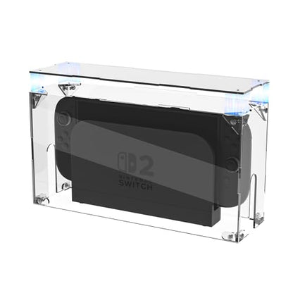 PlayVital Clear Acrylic Dust Cover for Nintendo Switch 2 | Transparent Display Box for Switch 2 Dock Mode, Magnetic Ventilation Top - Transparent - color: Transparent