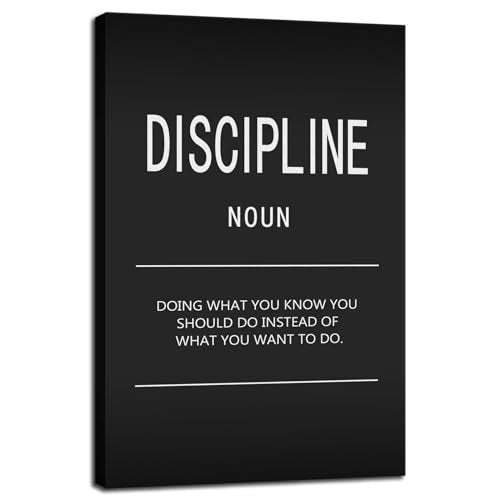 Inspirational Canvas Wall Art Inspiring Painting Prints Motivational Entrepreneur Quotes Discipline Noun Posters Inspiration Office Home Decor Artwork Living Room Framed Ready to Hang[12" W X 18" H] - color: A-ONE-02, size: 12"L x 18"W