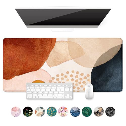 Auhoahsil Large Mouse Pad, XXL Desk Pad, Extened 35" x 15", Non-Slip Rubber Base, Stitched Edges, Superior Surface, Waterproof Keyboard Mat, Large Mousepad for Gamer, Office & Home, Abstract Stone - color: 08 Abstract Stone, size: XXL - Extended size 35.6
