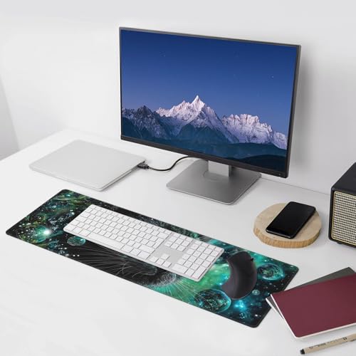 Cat Moon Mouse Pad Extended Large Gaming Mouse Pad XL Stitched Edges for Gamer Home Office 31.5 X 11.8 Inch - color: Cat Moon
