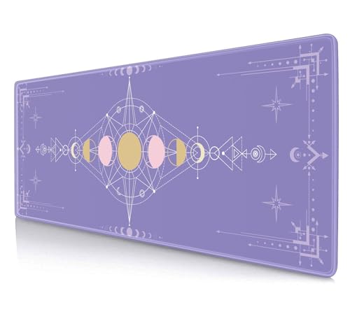 Pastel Purple Moon Phase Desk Mat Cute, Goth Witchy Celestial Large Gaming Mouse Pad, Extended Mousepad Desk Pad for Women Gamer Office, Computer Accessories, Tarot Alter Mat, 31.5 X 11.8 in - color: Pastel Purple Moon Phase