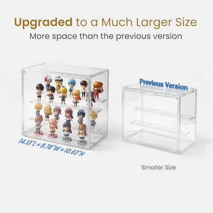 Acrylic Display Case 2 Pack, 4-Tier Large Clear Stackable Display Boxes with Magnetic Doors and Removable Shelves, Dustproof Showcase for Figures, Collectibles, Models - size: Large