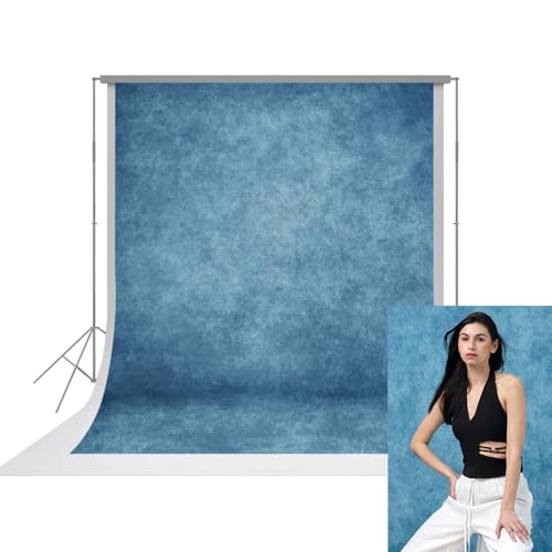 UrcTepics 8×10ft Abstract Blue Backdrop for School Portraits and Bussiness Headshots. Fabric Yearbook Photo Backdrop,Graduation and Audition Background. - color: Abstract Blue, size: 8×10 ft