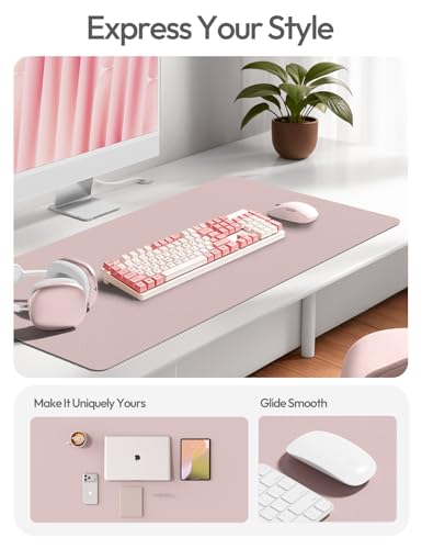 YSAGi Leather Desk Protector, Office Mat, Large Mouse Mat, Non-Slip PU Leather Blotter, Laptop Desk Mat, Waterproof Writing Pad for Office and Home(Grayish Lavender, 40" x 24") - color: Grayish Lavender, size: 40" x 24"