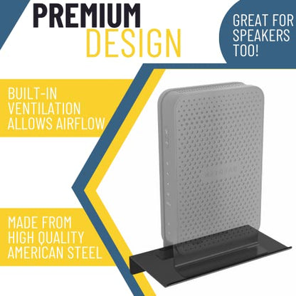 Koova WiFi Router or Speaker Shelf | Floating Shelving for Cable Box, Modem, Gaming System & Streaming Media Devices | Vented Airflow Metal Panel | Display Shelf - size: Koova Router Shelf for Vertical Routers