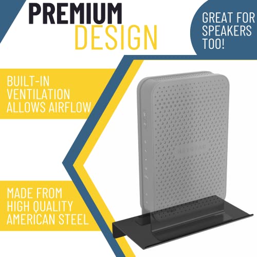 Koova WiFi Router or Speaker Shelf | Floating Shelving for Cable Box, Modem, Gaming System & Streaming Media Devices | Vented Airflow Metal Panel | Display Shelf - size: Koova Router Shelf for Vertical Routers