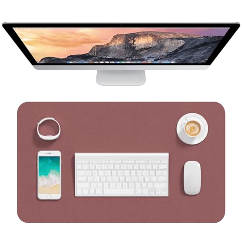 Hsurbtra Desk Pad, 23.6" x 13.8" PU Leather Desk Mat, M Extended Mouse Pad, Waterproof Desktop Blotter Protector, Non-Slip Ultra Thin Small Laptop Keyboard Writing Mat for Office Home, Brick Red - color: Brick Red, size: 23.6" x 13.8"