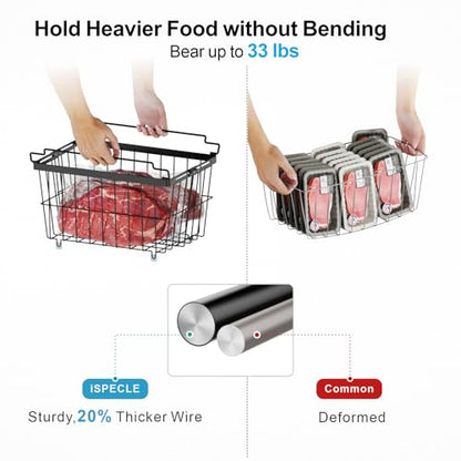 iSPECLE Freezer Organizer Bins - 3 Pack with Freezer Inventory List Board, Adjustable Width for 5 to 7 Cu.Ft Chest Freezers, Stackable Deep Freezer Bins, Assembly Required, Black - style: 3 Bins with Magnet Whiteboard