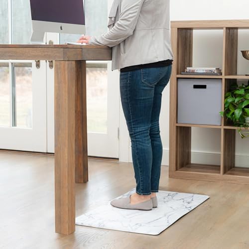 Home Dynamix Cozy Living Modern Marble Runner Anti-Fatigue Kitchen Mat, Non-Slip Floor Mat, Padded Standing Desk Mat, Grey/White, 17.5"x55" - color: Grey/White, size: 55"L x 17.5"W x 0.5"Th