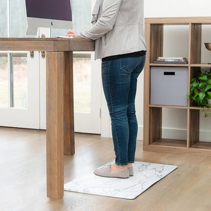 Home Dynamix Cozy Living Modern Marble Runner Anti-Fatigue Kitchen Mat, Non-Slip Floor Mat, Padded Standing Desk Mat, Grey/White, 17.5"x55" - color: Grey/White, size: 55"L x 17.5"W x 0.5"Th