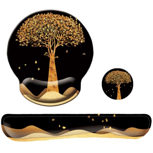 Keyboard Wrist Rest Pad Mouse Pad with Wrist Support Set of 3, Mousepad with Non-Slip Rubber Base, Ergonomic Memory Foam Mouse Wrist Cushion Support for Home Office Laptop Computer, Tree - color: Tree
