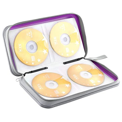 DVD Case, Bivisen CD Case Holder Wallet Binder 96 Capacity CD/DVD Cases Storage Holder Binder Organizer Wallet Book for Car Home Travel (Puple) - color: Puple