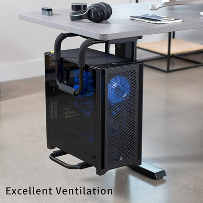 VIVO X-Large Heavy Duty Adjustable Under-Desk Mount, Home and Office Computer CPU Tower Stand with Secure Locking, Holds up to 66 lbs, Black, MOUNT-PC04B-L - size: X-Large