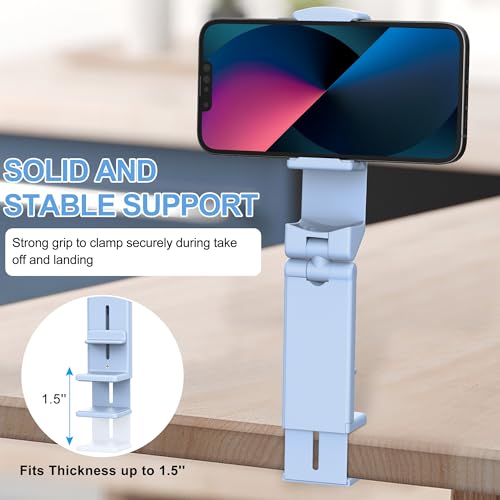Perilogics Airplane Phone Holder Mount Universal in Flight Hands Free Viewing with Multi-Directional Dual 360 Degree Rotation (Blue) - color: Blue
