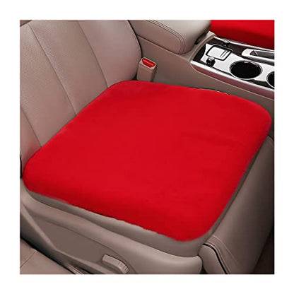 2Pack Car Front Seat Cushion, Soft Warm Faux Rabbit Fur Winter Auto Seat Cover, Fluffy Plush Vehicle Seat Protector Pad with Non-Slip Backing, Car Accessories for Home and Office Chair (Red) - color: Red