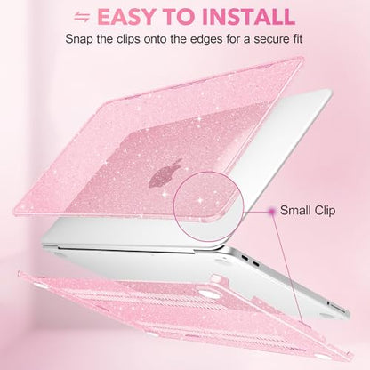 May Chen Compatible with MacBook Neo 13 inch Case 2026 Model A3404, Plastic Hard Shell,Keyboard Cover,Screen Protector,Dust Plug, for MacBook Neo 13" with A18 Pro Chip, Glitter Pink - color: Glitter Pink