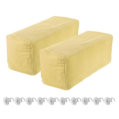 uxcell 2pcs Stretch Armrest Covers for Chairs/Sofas, Couch Arm Covers with Twist Pin, Furniture Protector Slipcovers Beige - color: Beige
