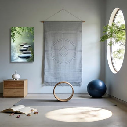 DONGLEHUA Zen Stones Bathroom Wall Art Zen Wall Decor Meditation Spa Poster Stones in Water Pictures Bamboo Prints for Yoga Room Living Room Home Decor Ready to Hang(Artwork-2,24" L x 16" W)
