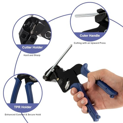 Metal Zip Ties Cutter, Stainless Steel Cable Tie Gun with Tensioning Installation Cutting Tool for Self-Locking Stainless Zip Ties with Free Zip Tie Release Tool, Dual-Hand Operation - style: Dual-Hand Operated