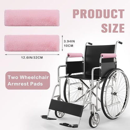 Threlaco 2 Pcs Wheelchair Armrest Covers Soft Fluffy Foam Wheelchair Armrest Pads Non Slip Arm Rest Cover Cushion Pad for Armchairs Office Chairs (Pink) - color: Pink