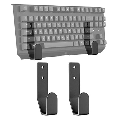 Keyboard Wall Mount Storage,Metal Wall Hanger Rack with Adhesive & Screw in, Universal for Gaming Mechanical Keyboards, for Devices Thickness < 2.5cm - color: Black Metal