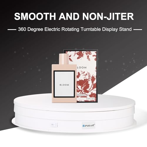 PULUZ 360 Degree Photography Turntable Rotating Display Stand, 11.2in(28cm) Diameter 360 Degree Turntable Display Stand for Photography Video Shooting Props Jewelry, Max Load 44Lb (White) - size: 11.3inch/White