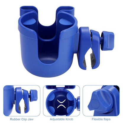 Accmor Stroller Cup Holder with Phone Holder, Bike Cup Holder, Universal Cup Holder for Uppababy Nuna Doona Strollers, 2-in-1 Cup Holder for Walker, Wheelchair, Scooter - color: All Dark Blue
