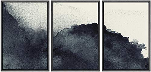 NWT Framed Wall Art Print Set Faded Black Watercolor Dots Abstract Shapes Illustrations Modern Art Bohemian Colorful Pastel for Living Room, Bedroom, Office - 16"x24"x3 Black - color: Zen3-01, size: 16" x 24" x 3 Panels BLACK