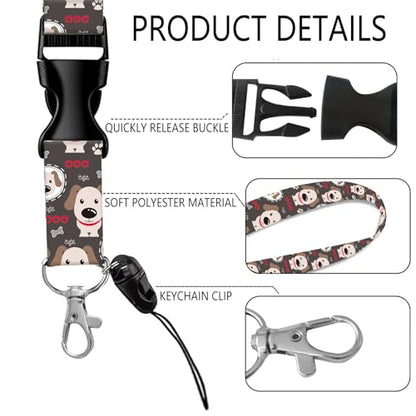 ID Badge Holder with Lanyard Fashionable ID Card Holders with Retractable Lanyards Soft Fiber Metal Clip Sturdy Buckle for Key Wallet Work Nurse Teacher (Cute Dog) - color: Cute Dog