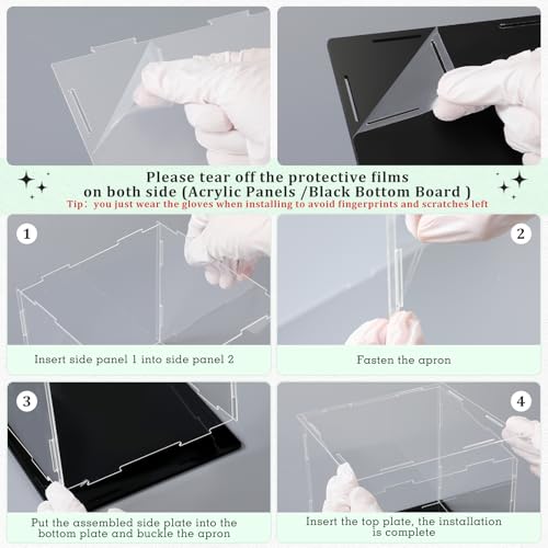 Yungyan 1 Pack Clear Self-Assembly Acrylic Display Case Transparent Dust Proof Protection Showcase for Figurine Collectibles Basketball Soccer Football Helmet (4 x 4 x 4 Inch) - size: 4 x 4 x 4 Inch