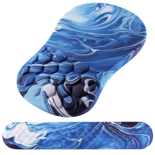 Mouse Pad Wrist Support, Laokiiy 2 in1 Keyboard Wrist Rest+ Ergonomic Mouse Pad, Non-Slip Wrist Rest for Computer Keyboard, Made Easy Typing & Relieve Wrist Pain Ocean Blue - color: Ocean Blue