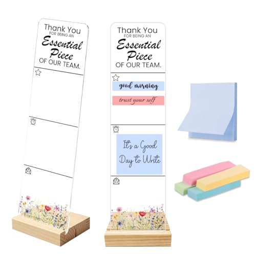 Sticky Note Holder Acrylic Monitor Memo Board Desk Organizers and Accessories Desk Decor Post It Note Holder with 200Pcs Sticky Notes Team Appreciation Thank You Office Desk Sign - color: Our Team