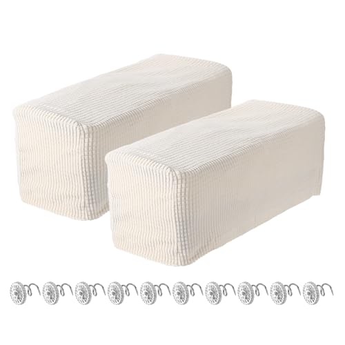 uxcell 2pcs Stretch Armrest Covers for Chairs/Sofas, Couch Arm Covers with Twist Pin, Furniture Protector Slipcovers White - color: White