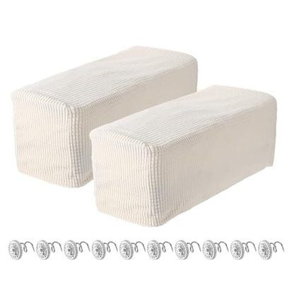 uxcell 2pcs Stretch Armrest Covers for Chairs/Sofas, Couch Arm Covers with Twist Pin, Furniture Protector Slipcovers White - color: White