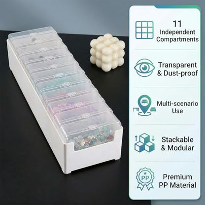 2 Pack Cable Organizer Box with 22 Mini Boxes, Clear Cord Storage Case