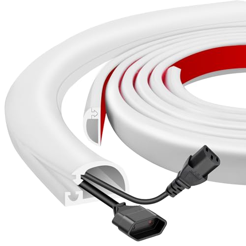 Silicone Wall Wire Hider, Side Open Wire Covers for Cords on Wall, 3.3FT Self-Adhesive Flexible Cord Hider for Mounted TV, Home Office, Cavity 0.63" W x 0.31" H - color: White, size: 3.3 FT