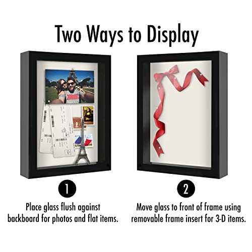 Americanflat 8.5x11 Shadow Box Frame with Shatter-Resistant Glass - Silhouette Collection - Large Shadow Box Display Case for Tabletop and Wall Display - Black with Soft Felt Back - color: Black, size: 8.5x11