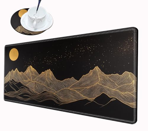 Gaming Mouse Pad 24x12 Desk Mat Gold Mountain Mousepad XL Desk Pad Long Computer Mat Large Mouse Pads for Wireless Mouse Office Work Women - color: Gold Mountain, size: 24''X12''